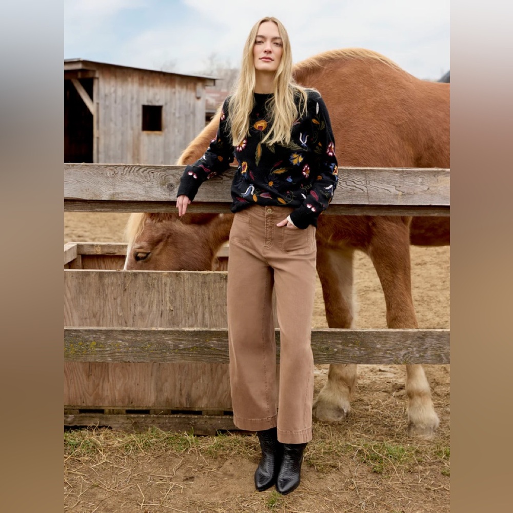 CHARLIE B Black Floral Sweater - Picture 2 of 3